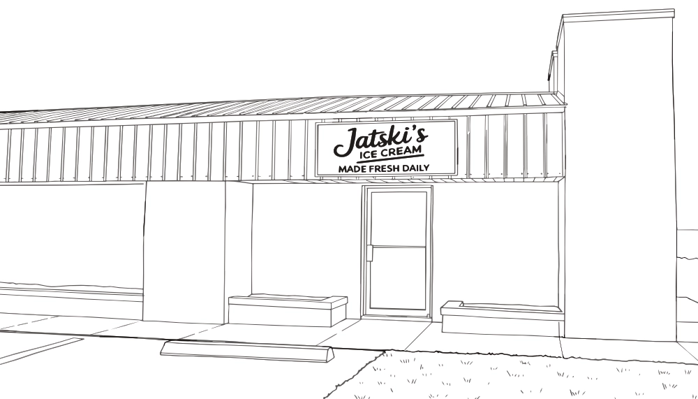 Jatski’s Ice Cream east entrance on Crill Ave in Palatka
